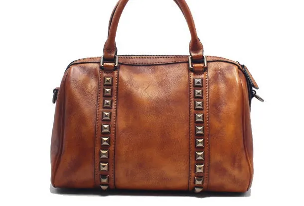 Handmade Leather Handbag Doctor Bag Purse Crossbody Shoulder Bag for Girl Women Lady
