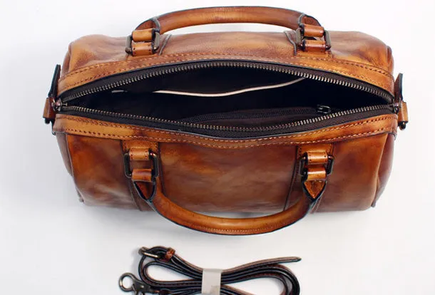 Handmade Leather Handbag Doctor Bag Purse Crossbody Shoulder Bag for Girl Women Lady