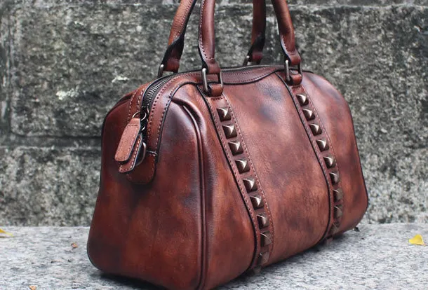 Handmade Leather Handbag Doctor Bag Purse Crossbody Shoulder Bag for Girl Women Lady