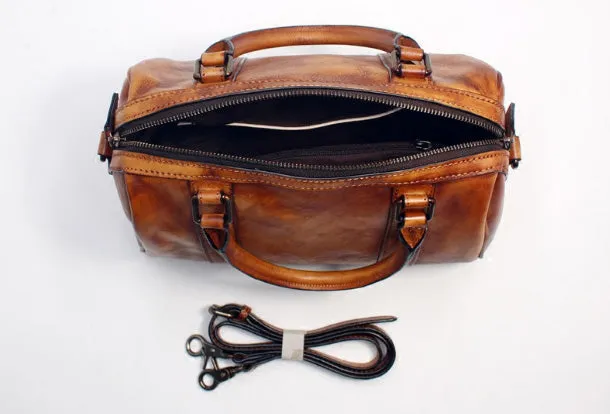 Handmade Leather Handbag Doctor Bag Purse Crossbody Shoulder Bag for Girl Women Lady