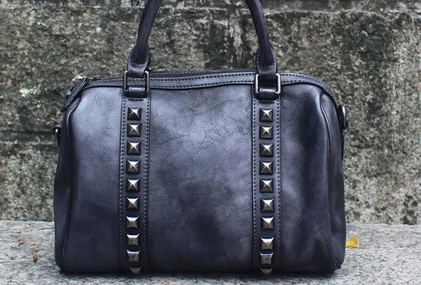 Handmade Leather Handbag Doctor Bag Purse Crossbody Shoulder Bag for Girl Women Lady
