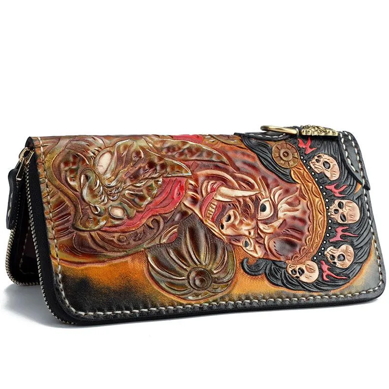 Handmade Leather Mah??k??la Mens Chain Biker Wallet Cool Leather Wallet With Chain Wallets for Men