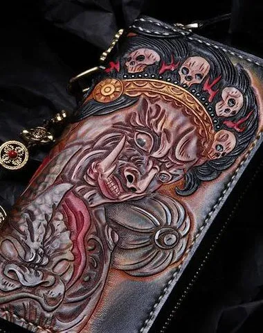 Handmade Leather Mah??k??la Mens Chain Biker Wallet Cool Leather Wallet With Chain Wallets for Men