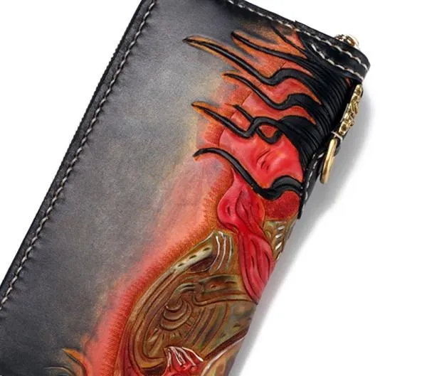 Handmade Leather Mah??k??la Mens Chain Biker Wallet Cool Leather Wallet With Chain Wallets for Men
