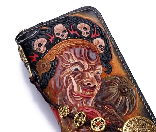 Handmade Leather Mah??k??la Mens Chain Biker Wallet Cool Leather Wallet With Chain Wallets for Men