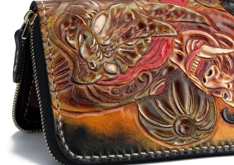 Handmade Leather Mah??k??la Mens Chain Biker Wallet Cool Leather Wallet With Chain Wallets for Men