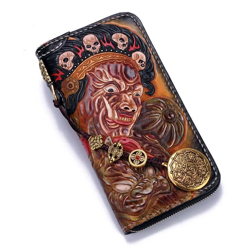 Handmade Leather Mah??k??la Mens Chain Biker Wallet Cool Leather Wallet With Chain Wallets for Men