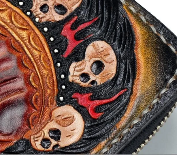 Handmade Leather Mah??k??la Mens Chain Biker Wallet Cool Leather Wallet With Chain Wallets for Men