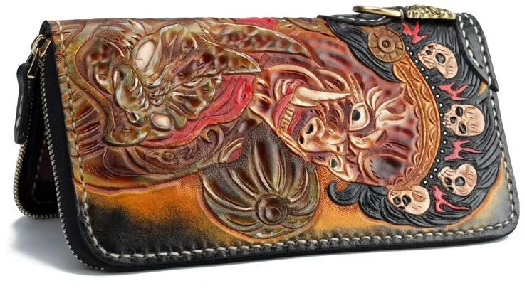 Handmade Leather Mah??k??la Mens Chain Biker Wallet Cool Leather Wallet With Chain Wallets for Men