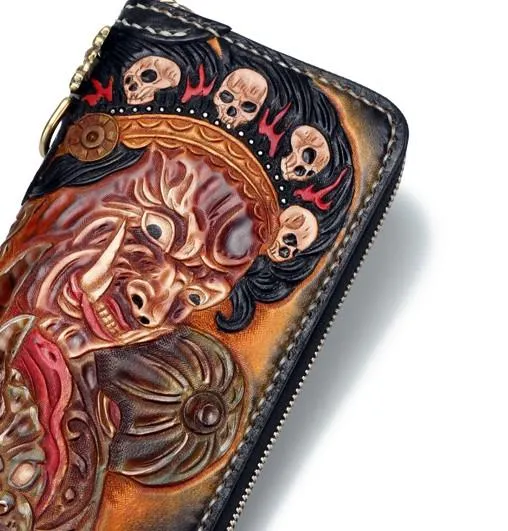 Handmade Leather Mah??k??la Mens Chain Biker Wallet Cool Leather Wallet With Chain Wallets for Men