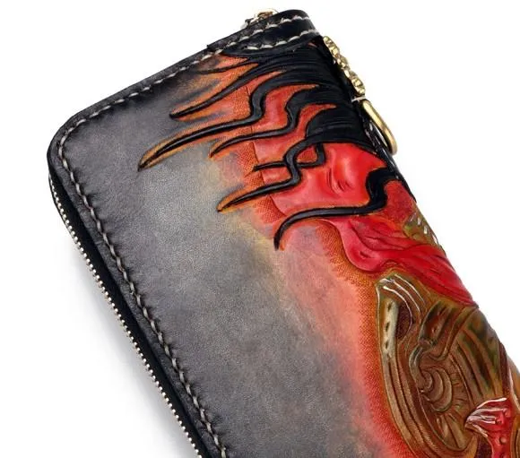 Handmade Leather Mah??k??la Mens Chain Biker Wallet Cool Leather Wallet With Chain Wallets for Men