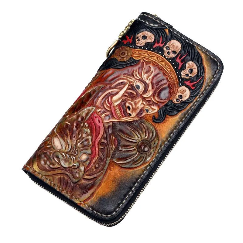 Handmade Leather Mah??k??la Mens Chain Biker Wallet Cool Leather Wallet With Chain Wallets for Men