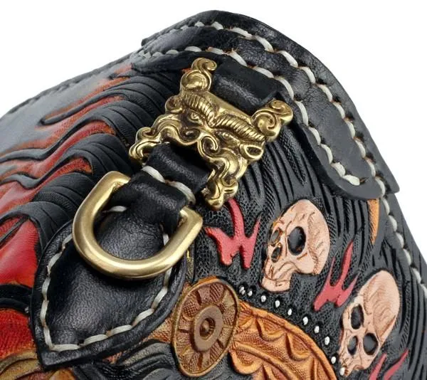 Handmade Leather Mah??k??la Mens Chain Biker Wallet Cool Leather Wallet With Chain Wallets for Men