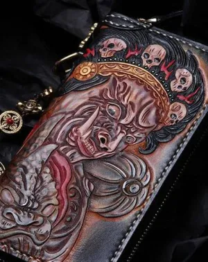 Handmade Leather Mah??k??la Mens Chain Biker Wallet Cool Leather Wallet With Chain Wallets for Men