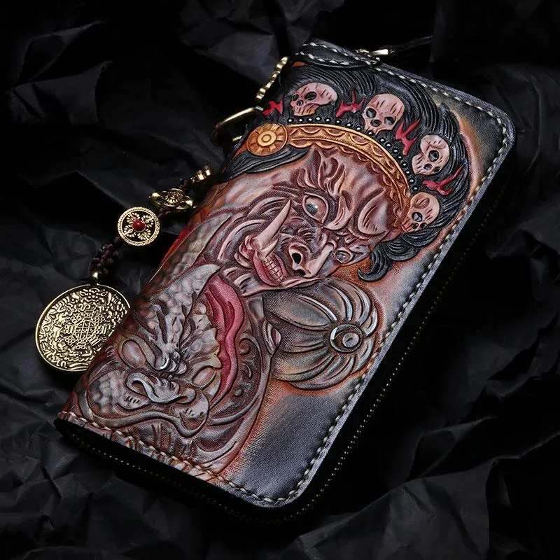 Handmade Leather Mah??k??la Mens Chain Biker Wallet Cool Leather Wallet With Chain Wallets for Men