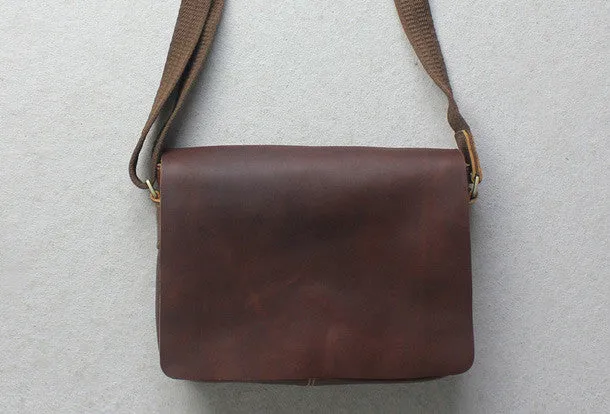 Handmade leather men Briefcase messenger Brown Black shoulder bag vintage bag for him