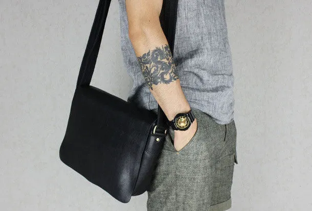 Handmade leather men Briefcase messenger Brown Black shoulder bag vintage bag for him