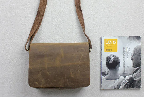 Handmade leather men Briefcase messenger Brown Black shoulder bag vintage bag for him