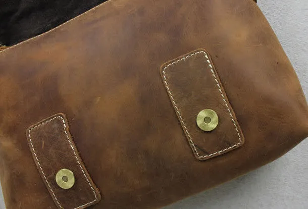 Handmade leather men Briefcase messenger Brown  shoulder bag vintage bag for him