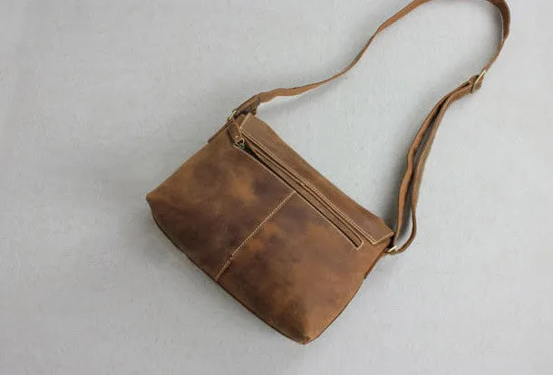 Handmade leather men Briefcase messenger Brown  shoulder bag vintage bag for him
