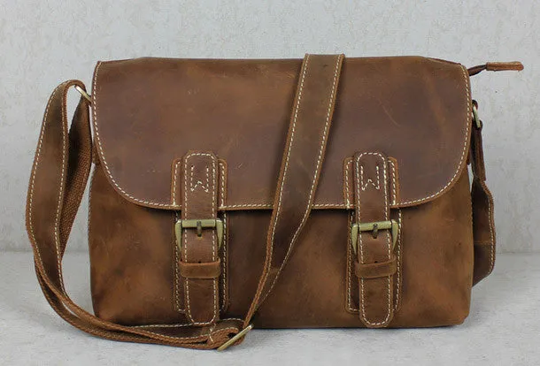 Handmade leather men Briefcase messenger Brown  shoulder bag vintage bag for him