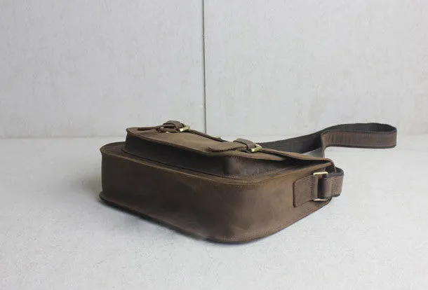 Handmade leather men Briefcase messenger coffee shoulder bag vintage bag for him
