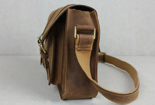 Handmade leather men Briefcase messenger coffee shoulder bag vintage bag for him