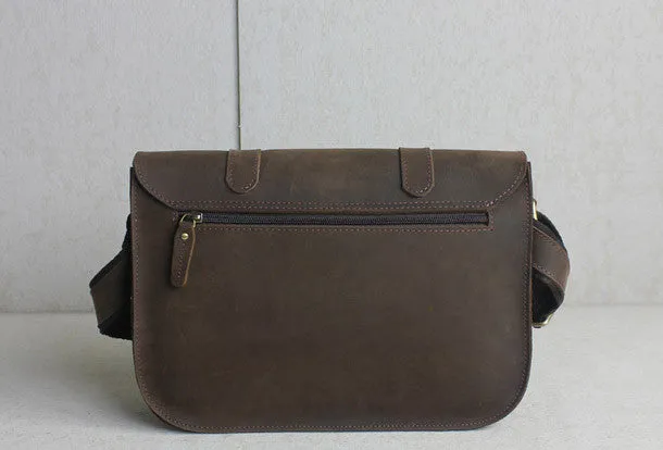 Handmade leather men Briefcase messenger coffee shoulder bag vintage bag for him