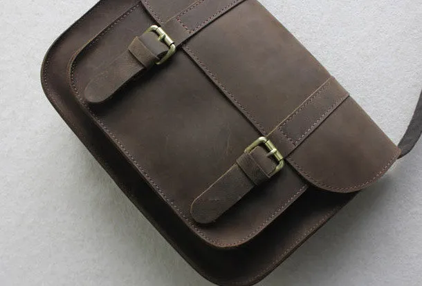Handmade leather men Briefcase messenger coffee shoulder bag vintage bag for him