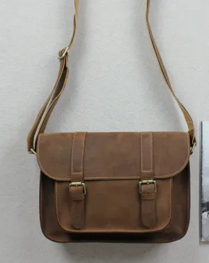 Handmade leather men Briefcase messenger coffee shoulder bag vintage bag for him
