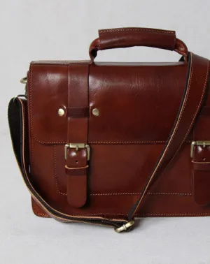 Handmade leather men Briefcase messenger red brown shoulder ipad bag vintage bag