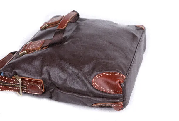 Handmade leather men Briefcase messenger vintage shoulder laptop bag vintage bag
