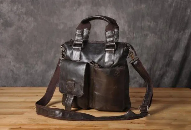 Handmade leather men Briefcase messenger vintage shoulder laptop bag vintage bag
