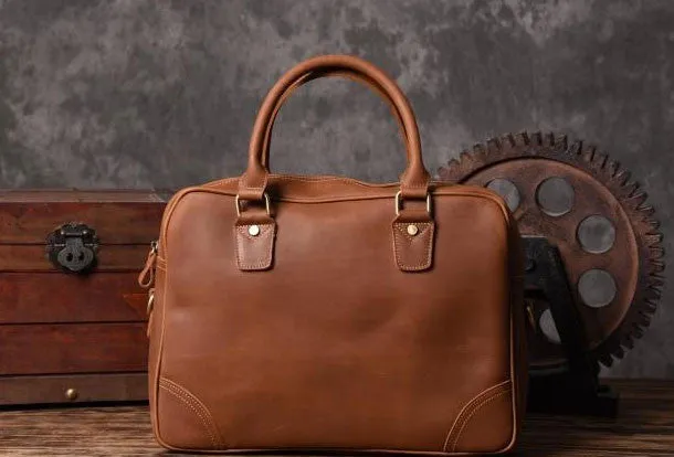 Handmade leather men Briefcase messenger vintage shoulder laptop bag vintage bag