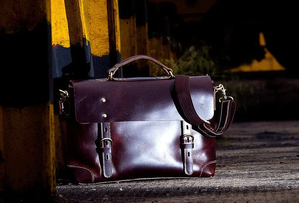 Handmade leather men Briefcase messenger vintage shoulder laptop bag vintage bag