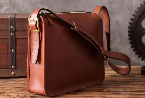 Handmade leather men Briefcase messenger vintage shoulder laptop bag vintage bag
