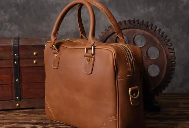Handmade leather men Briefcase messenger vintage shoulder laptop bag vintage bag