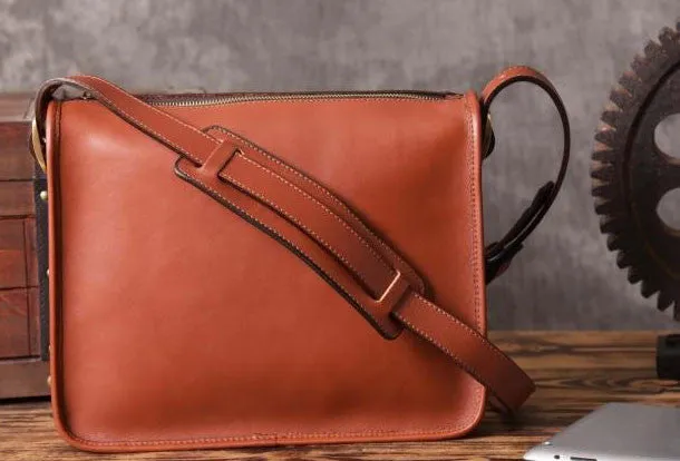 Handmade leather men Briefcase messenger vintage shoulder laptop bag vintage bag
