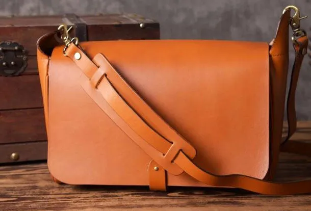 Handmade leather men Briefcase messenger vintage shoulder laptop bag vintage bag