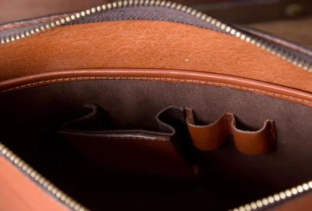 Handmade leather men Briefcase messenger vintage shoulder laptop bag vintage bag