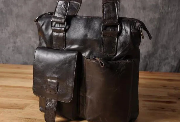 Handmade leather men Briefcase messenger vintage shoulder laptop bag vintage bag