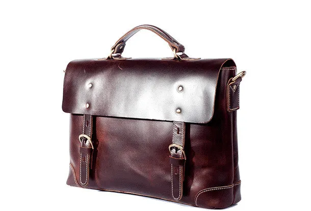 Handmade leather men Briefcase messenger vintage shoulder laptop bag vintage bag