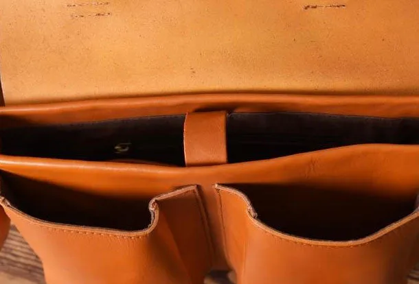 Handmade leather men Briefcase messenger vintage shoulder laptop bag vintage bag
