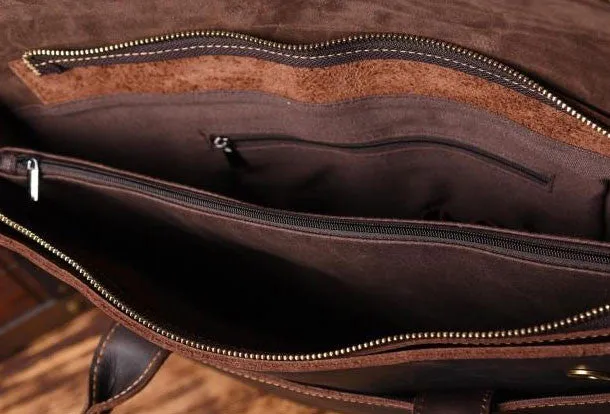 Handmade leather men Briefcase messenger vintage shoulder laptop bag vintage bag