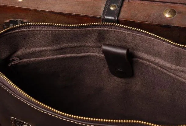 Handmade leather men Briefcase messenger vintage shoulder laptop bag vintage bag