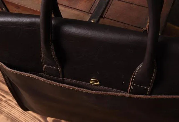 Handmade leather men Briefcase messenger vintage shoulder laptop bag vintage bag