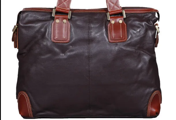 Handmade leather men Briefcase messenger vintage shoulder laptop bag vintage bag