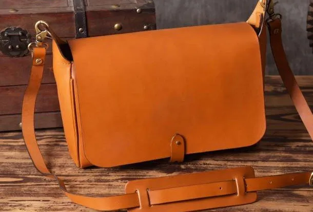 Handmade leather men Briefcase messenger vintage shoulder laptop bag vintage bag