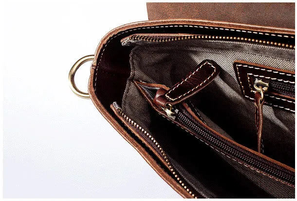 Handmade leather men Briefcase messenger vintage shoulder laptop bag vintage bag