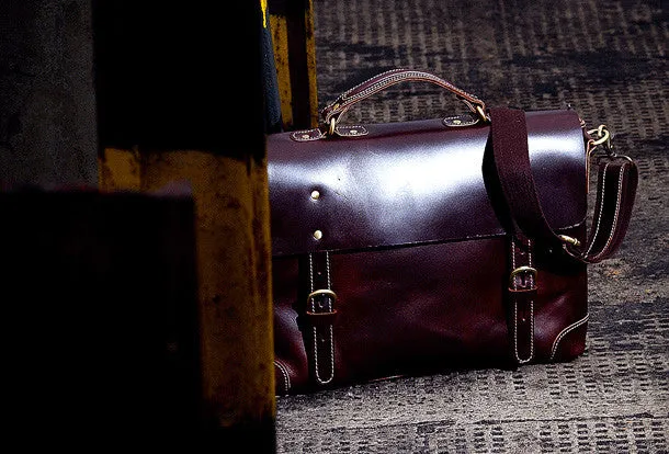 Handmade leather men Briefcase messenger vintage shoulder laptop bag vintage bag